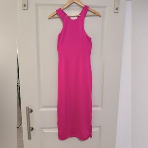 Hours Neon Pink Midi Bodycon Dress